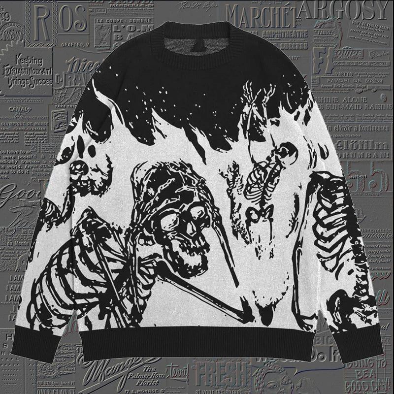 Skulls Hell Harajuku Vintage Knitted Sweater