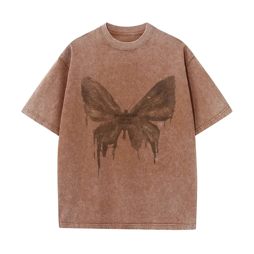 Butterfly Vintage T-shirt Harajuku