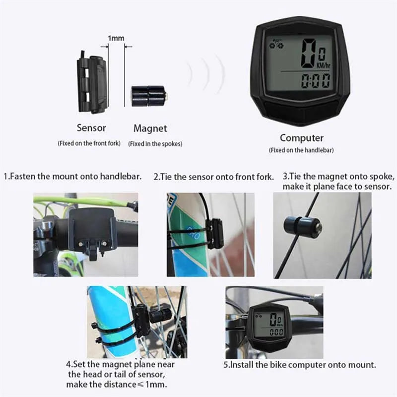 Waterproof Wired Digital Bike Ride Speedometer