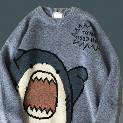 Sweater Cartoon Shark Oversize