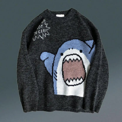 Sweater Cartoon Shark Oversize