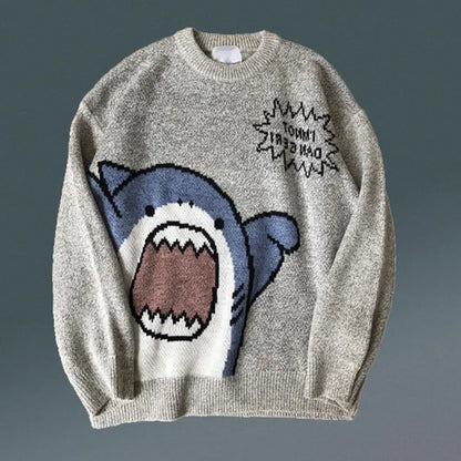 Sweater Cartoon Shark Oversize