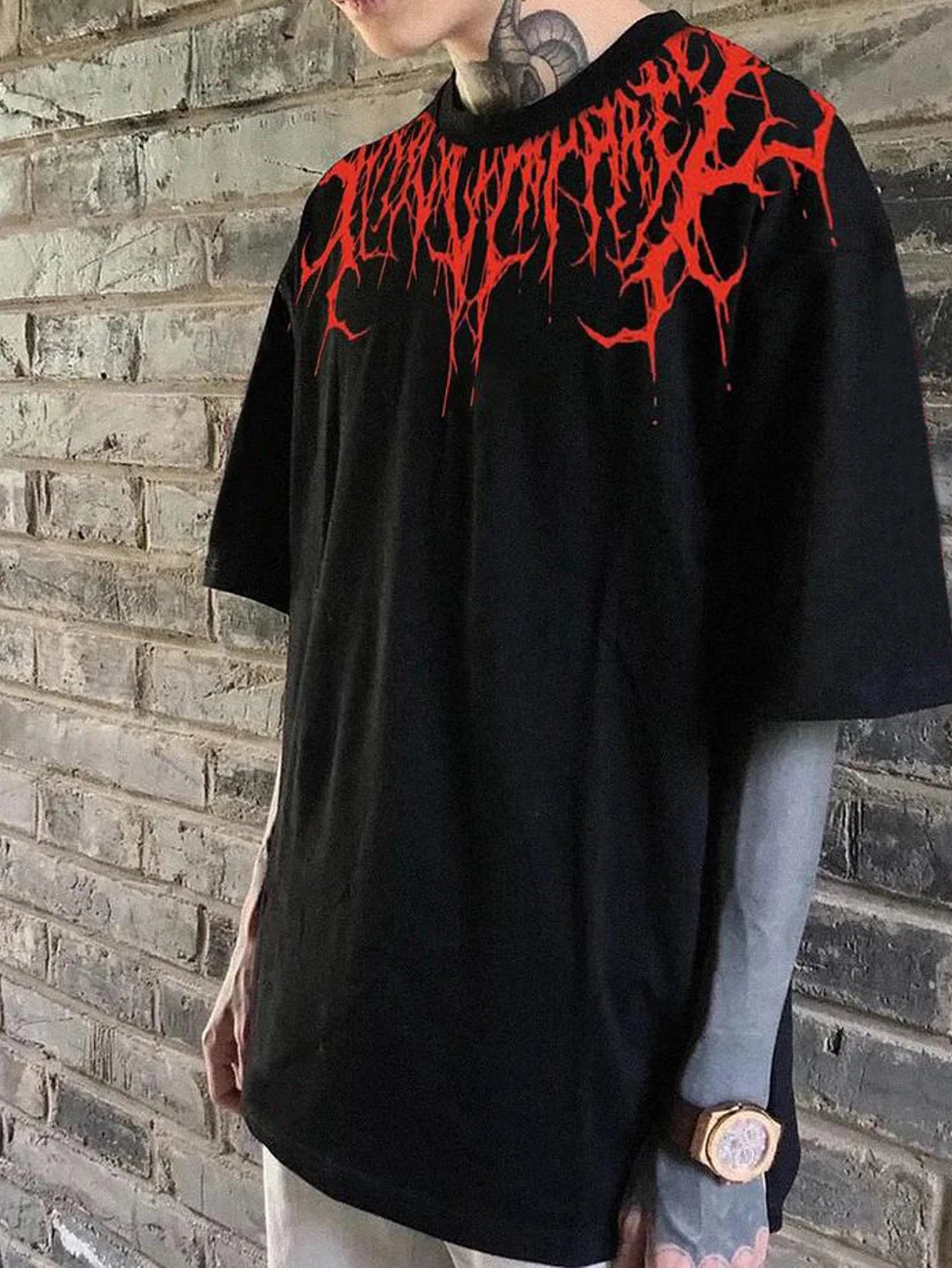 Black Hell Oversize T-Shirt Y2k