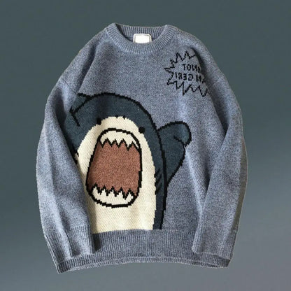 Sweater Cartoon Shark Oversize